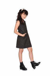 Coffee Striped Lapel Dress