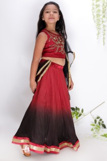 Maroon-Black Shaded Lehenga