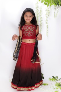 Maroon-Black Shaded Lehenga