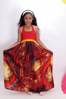 Silk Halter Floor Length Dress