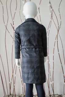 Checkered Overcoat with Sash